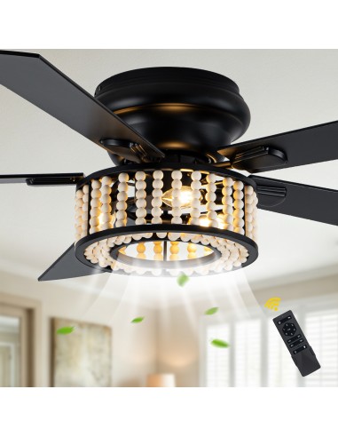 Oaks Aura 52" Wood Beaded Flush Mount...
