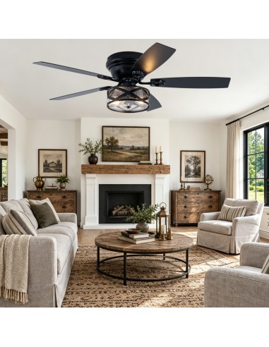 Oaks Aura 52" Black Farmhouse Flush...