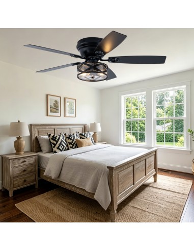 Oaks Aura 52" Black Farmhouse Flush...