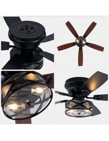Oaks Aura 52" Black Farmhouse Flush...
