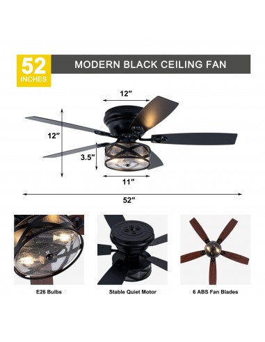 Oaks Aura 52" Black Farmhouse Flush...