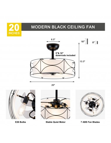 Oaks Aura 20" Modern Ceiling Fan with...