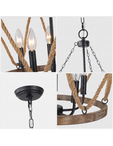 Oaks Aura 20" 5-Light Farmhouse Rope...