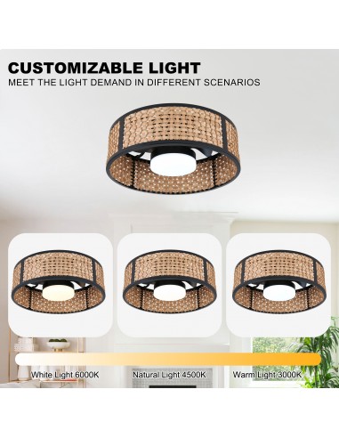 Oaks Aura 20" Boho Woven Bamboo Flush...