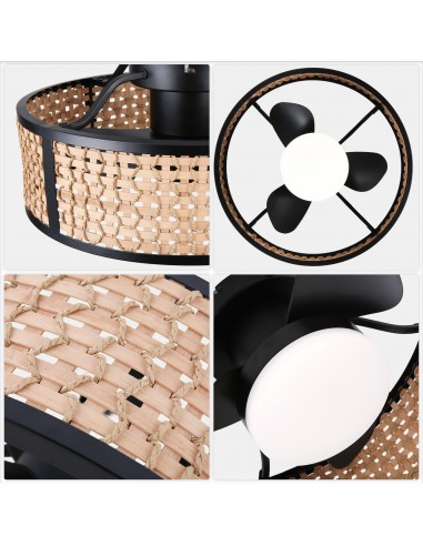 Oaks Aura 20" Boho Woven Bamboo Flush...