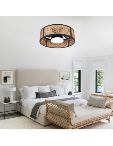 Oaks Aura 20" Boho Woven Bamboo Flush...