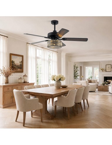 Oaks Aura 52" Black Crystal Ceiling...