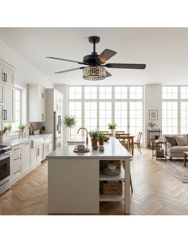 Oaks Aura 52" Black Crystal Ceiling...