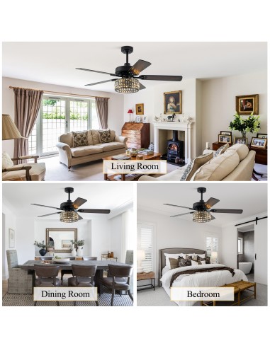 Oaks Aura 52" Black Crystal Ceiling...