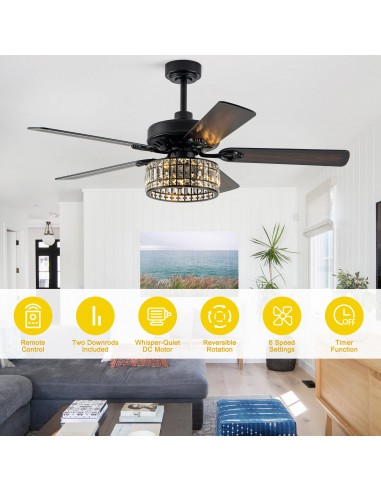 Oaks Aura 52" Black Crystal Ceiling...