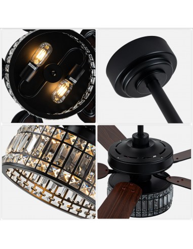 Oaks Aura 52" Black Crystal Ceiling...