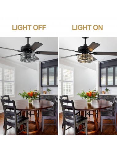 Oaks Aura 52" Black Crystal Ceiling...