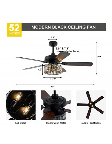 Oaks Aura 52" Black Crystal Ceiling...