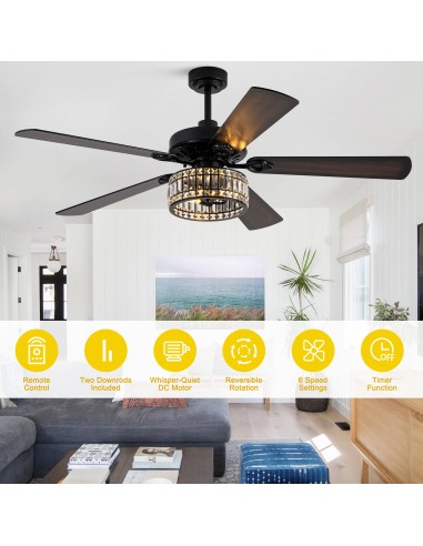 Oaks Aura 60" Black Crystal Ceiling...