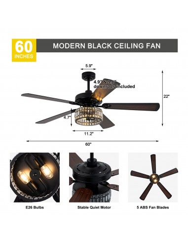 Oaks Aura 60" Black Crystal Ceiling...