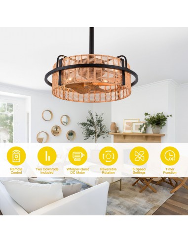 Oaks Aura 20" Boho Caged Ceiling Fan...