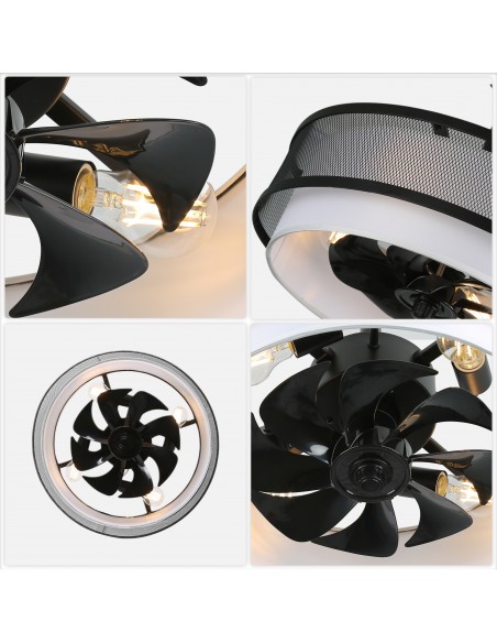 Oaks Aura 20" Boho Caged Ceiling Fan with Light and Remote, Reversible DC Motor Fandelier with Fabric Shade for Bedroom