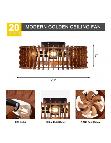 Oaks Aura 20" Wooden Caged Flush...