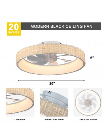 Oaks Aura 20" Boho Woven Flush Mount...