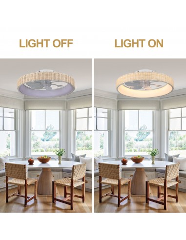 Oaks Aura 20" Boho Woven Flush Mount...