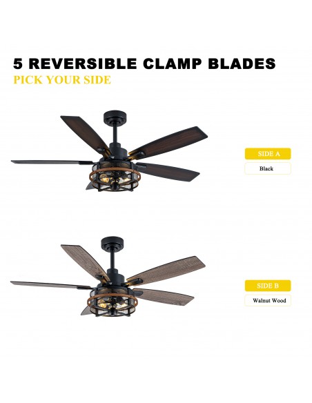 Oaks Aura 52" Farmhouse Caged Ceiling Fan with Light and Remote/APP Control