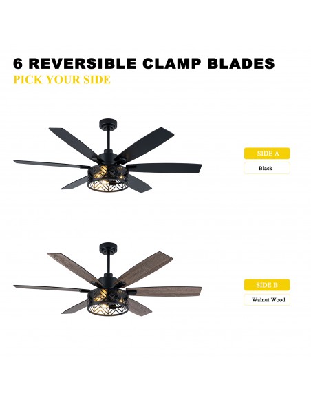 Oaks Aura 60" Industrial Caged Ceiling Fan with Light and Remote/APP Control, Reversible Quiet DC Motor for Living Room