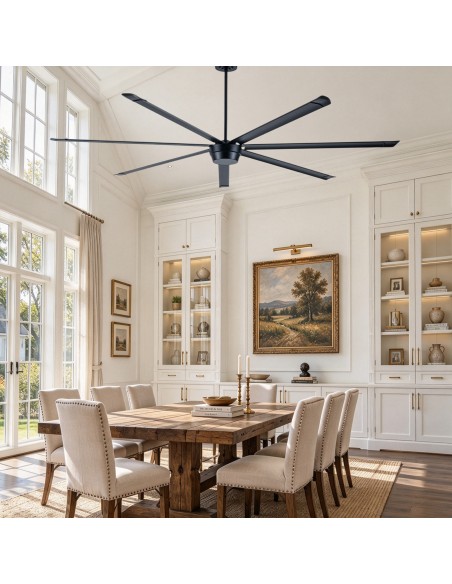 Oaks Aura 100" Industrial 7-Blade Large Ceiling Fan with Remote/APP Control, Quiet Reversible DC Motor for Great Room