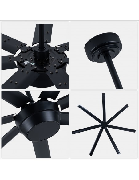 Oaks Aura 100" Industrial 7-Blade Large Ceiling Fan with Remote/APP Control, Quiet Reversible DC Motor for Great Room
