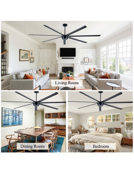 Oaks Aura 100" Industrial 7-Blade Large Ceiling Fan with Remote/APP Control, Quiet Reversible DC Motor for Great Room