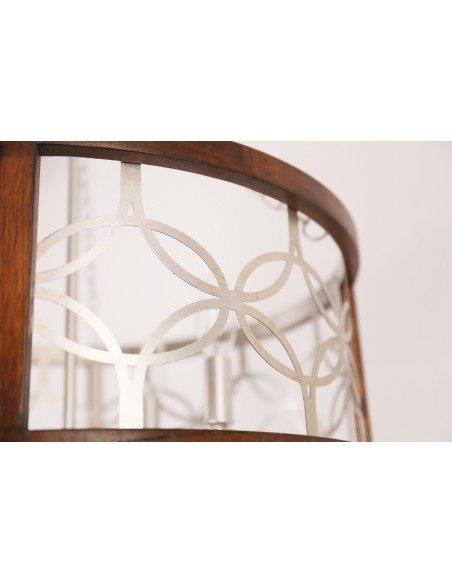 Oaks Aura 4-Light French Country Drum Ceiling Light Farmhouse Wood Chandelier