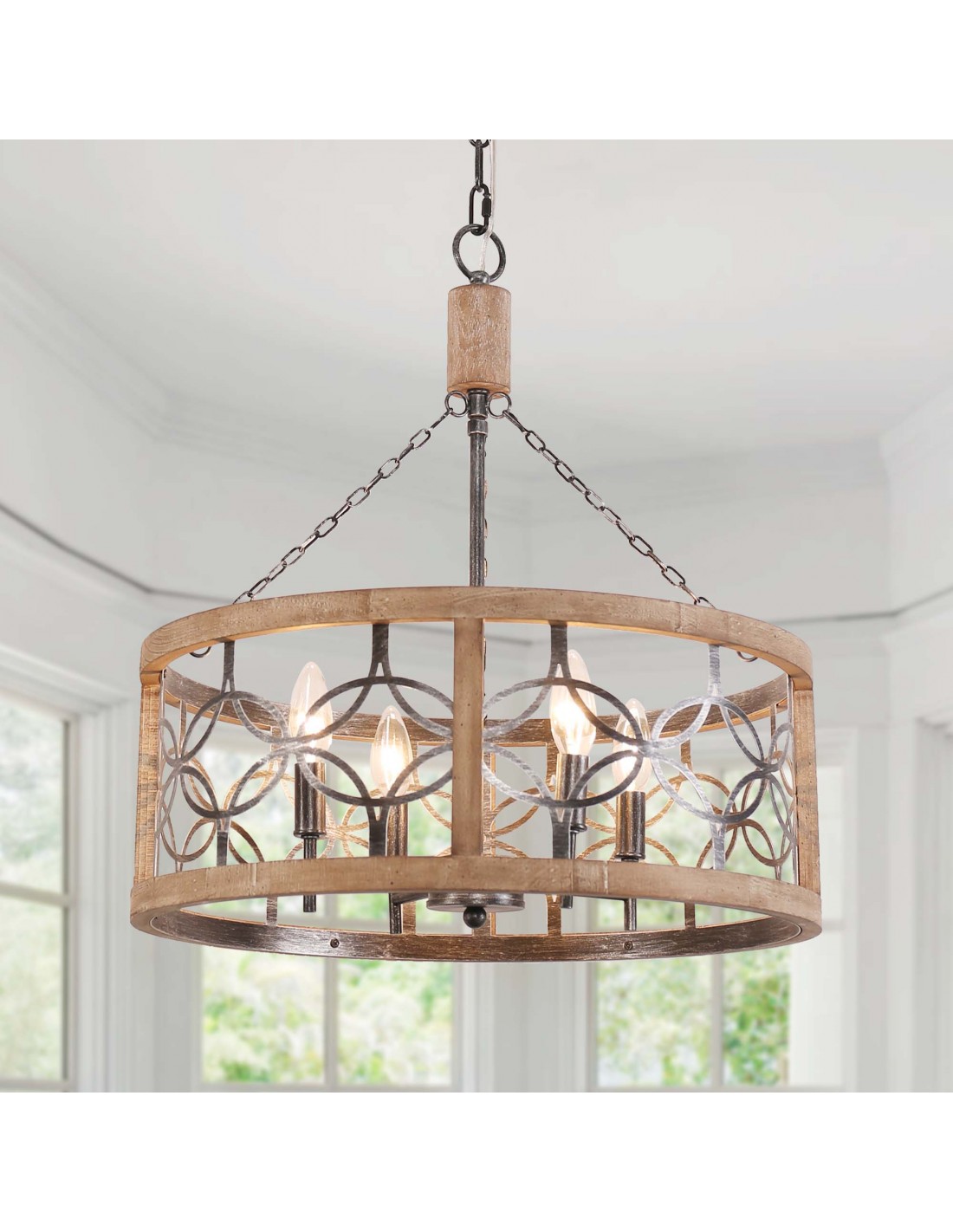 Farmhouse Wood Chandelier