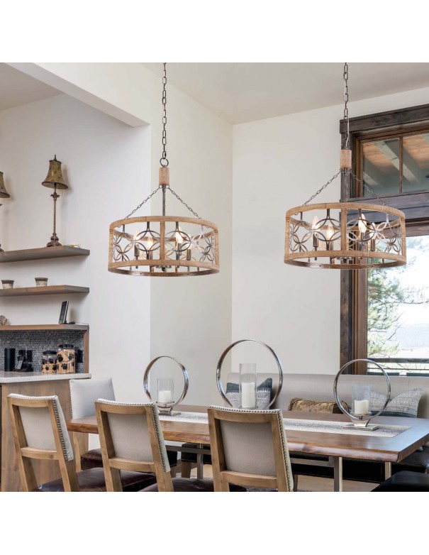 Oaks Aura 4-Light French Country Drum...