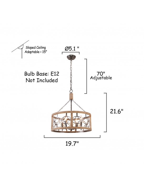 Oaks Aura 4-Light French Country Drum...